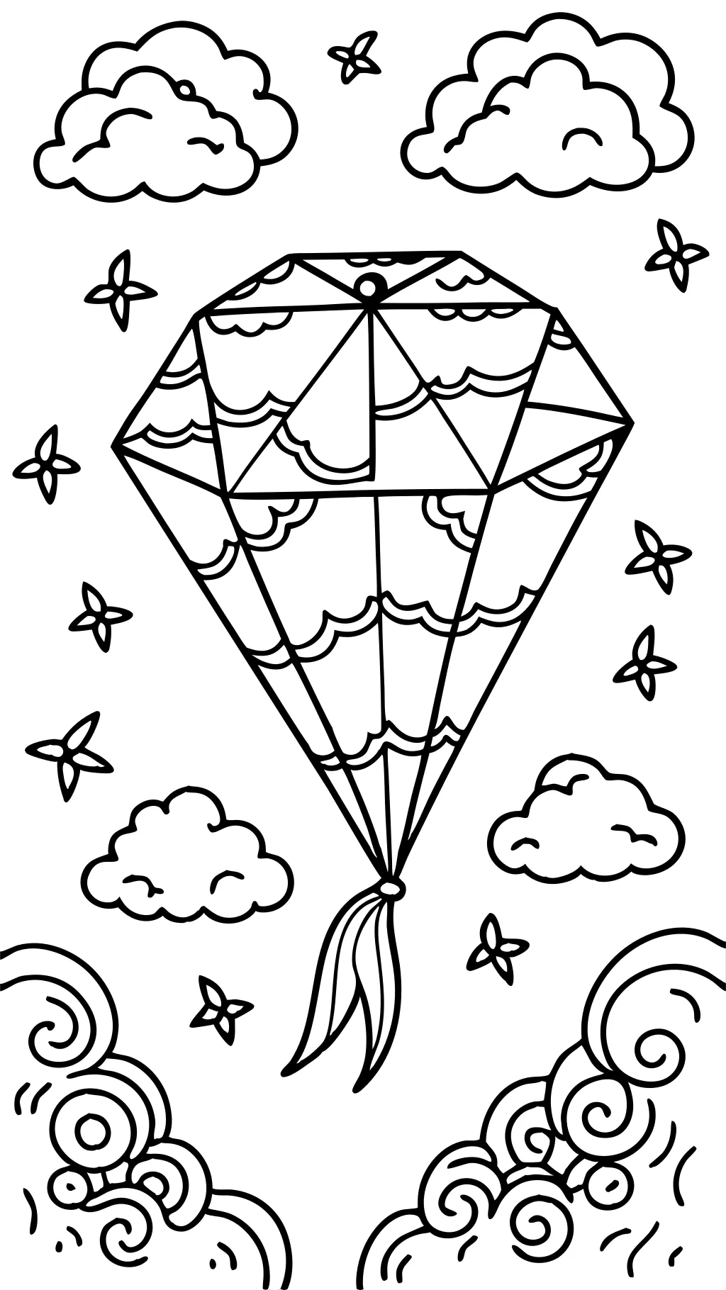 coloring page of a kite